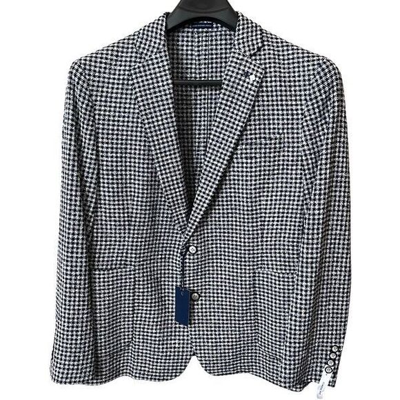 STAFFORD Men's Classic Fit Navy Blue Check Sport Coat Blazer Jacket 44R NWT - Picture 2 of 16